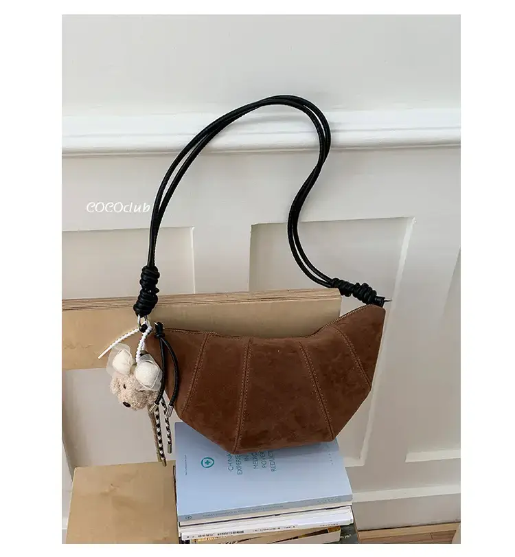 Suede Crossbody Bag Brown Large Capacity Women — feature 4