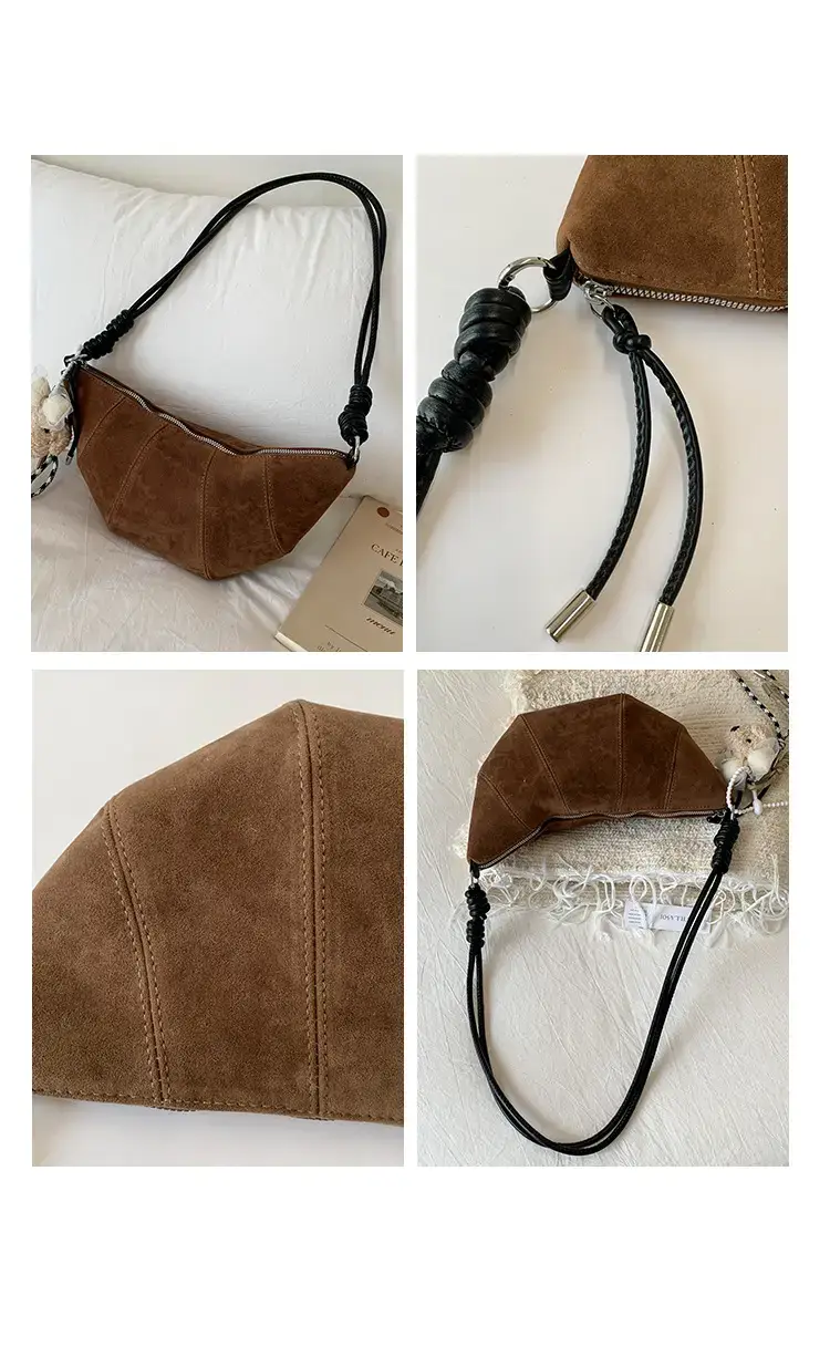 Suede Crossbody Bag Brown Large Capacity Women — feature 6