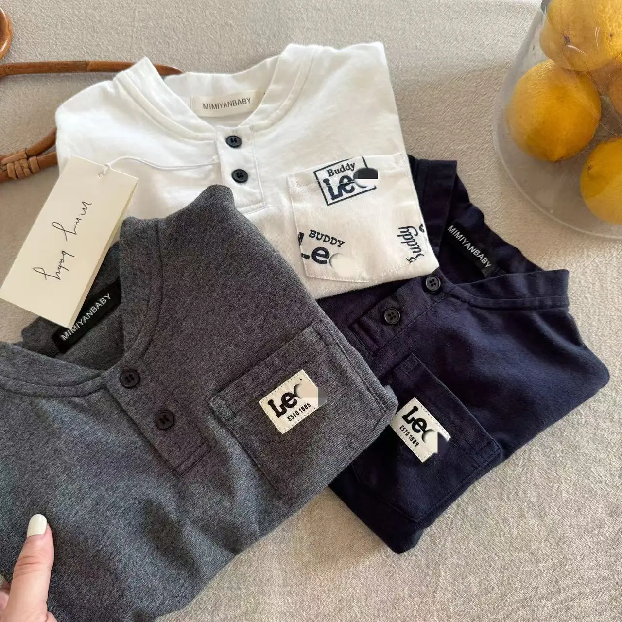 Children's Long Sleeve Polo T-Shirt Navy White 2026 — feature 4