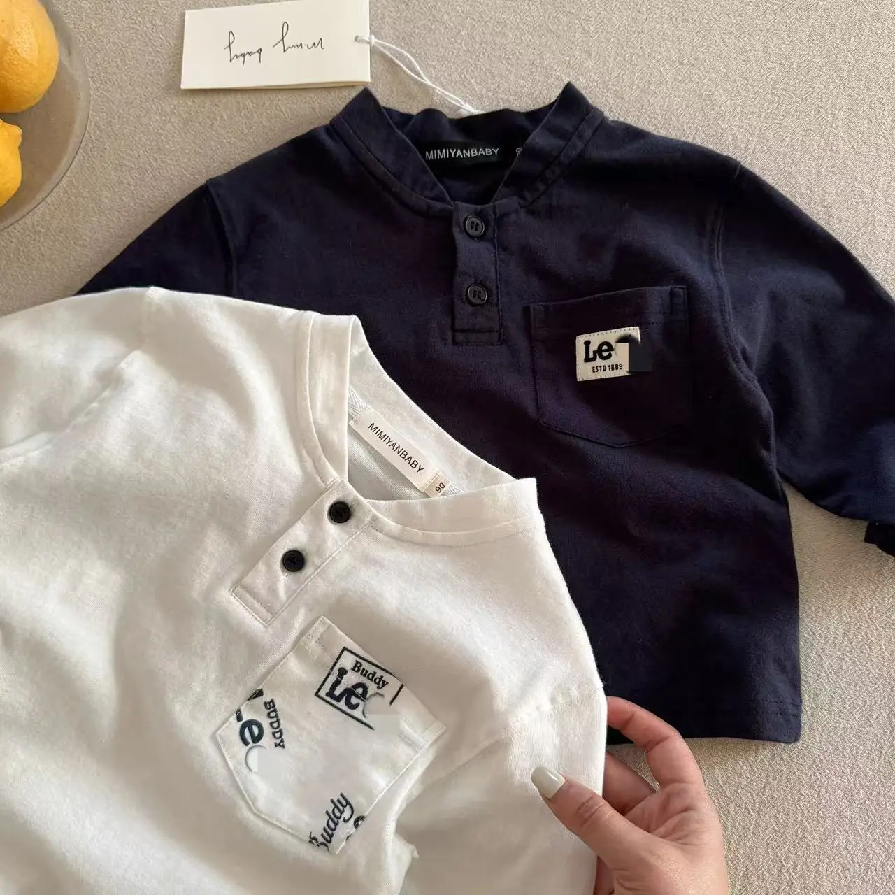 Children's Long Sleeve Polo T-Shirt Navy White 2026 - Image 3