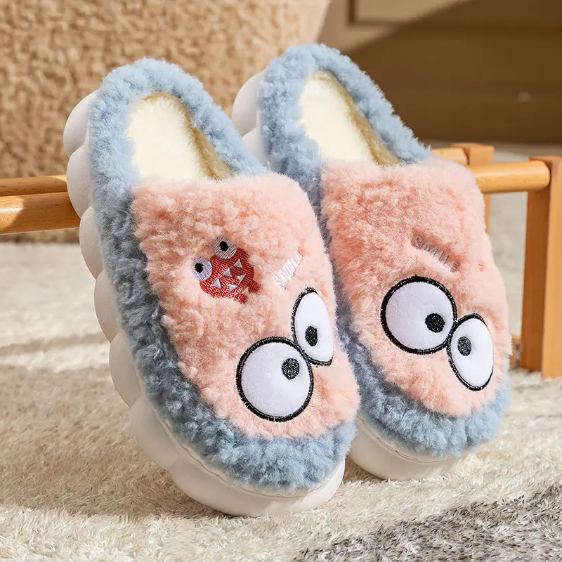 2025 Cartoon Apple Cotton Slippers Women Warm Winter - Image 3