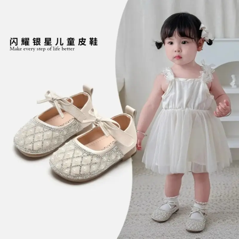 Baby Girl Sparkly Pearl Flat Shoes — feature 1