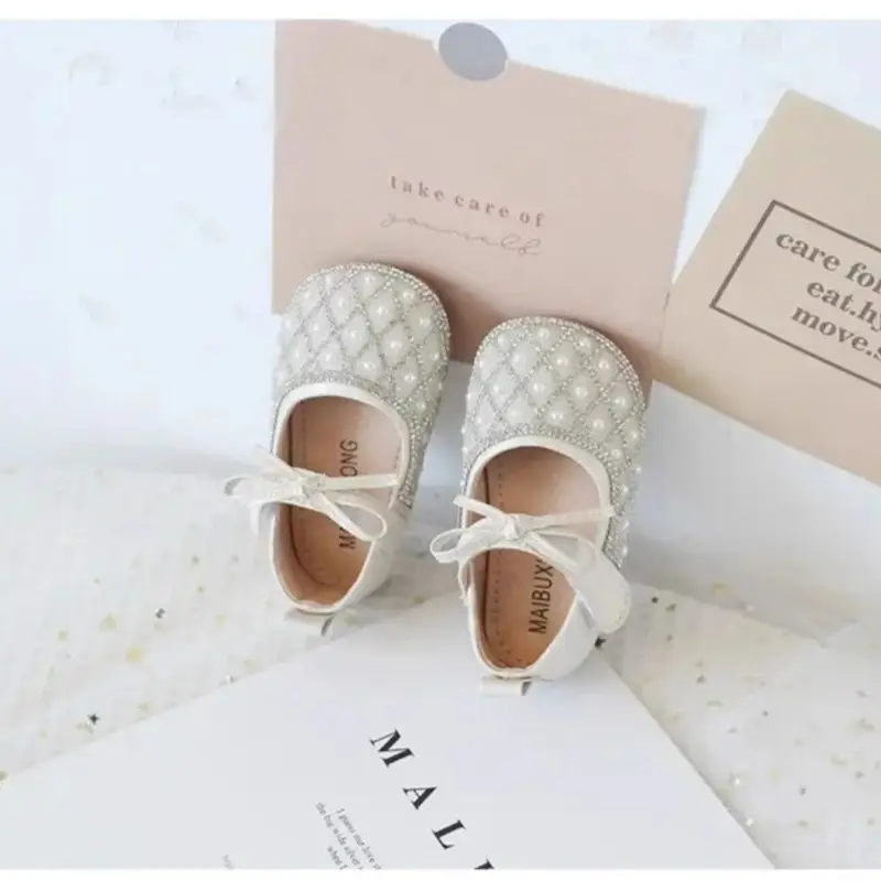 Baby Girl Sparkly Pearl Flat Shoes — feature 10