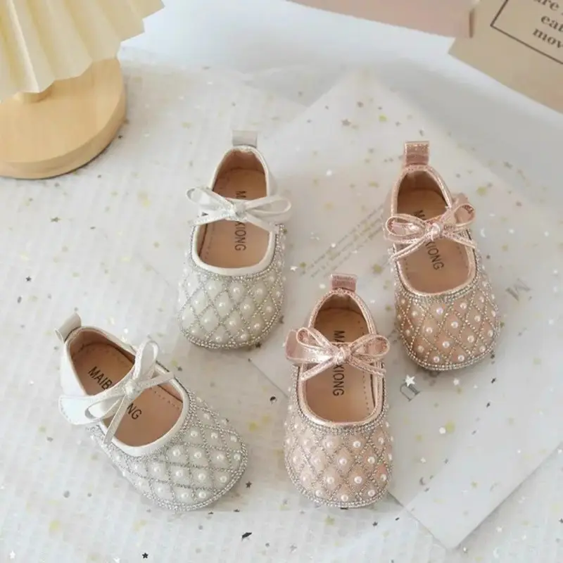 Baby Girl Sparkly Pearl Flat Shoes — feature 2