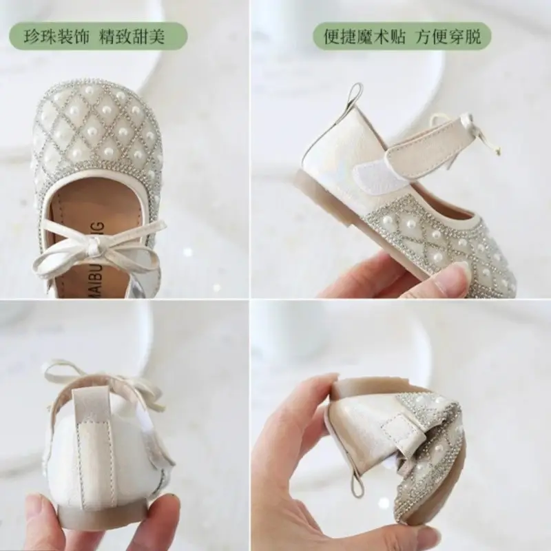 Baby Girl Sparkly Pearl Flat Shoes — feature 3