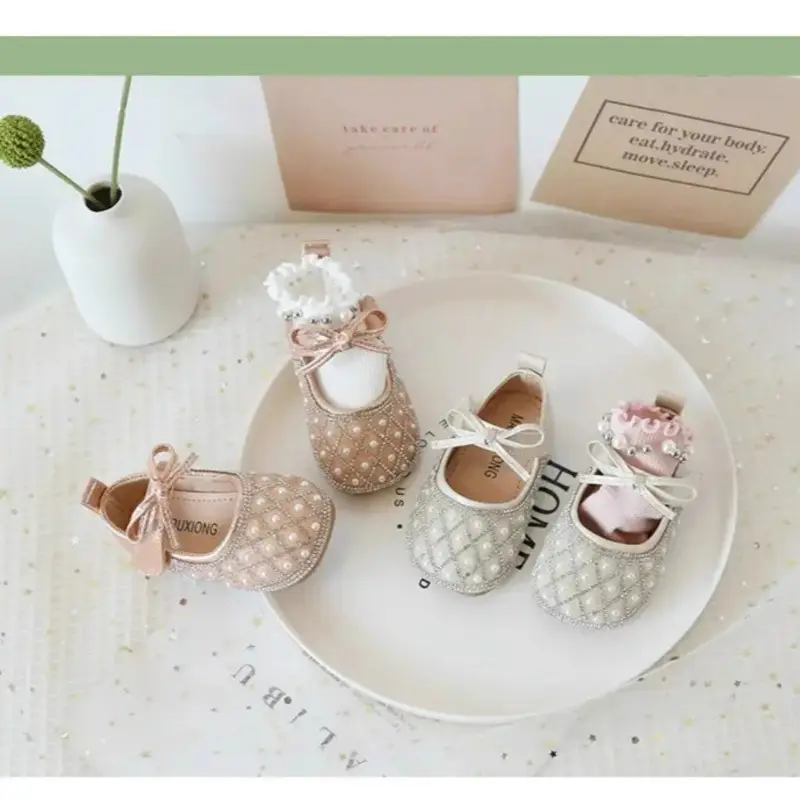 Baby Girl Sparkly Pearl Flat Shoes — feature 4
