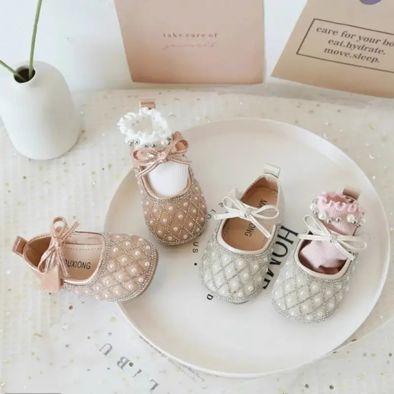 Baby Girl Sparkly Pearl Flat Shoes — feature 7