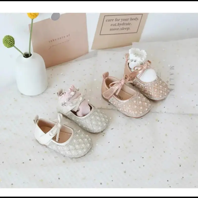 Baby Girl Sparkly Pearl Flat Shoes — feature 8
