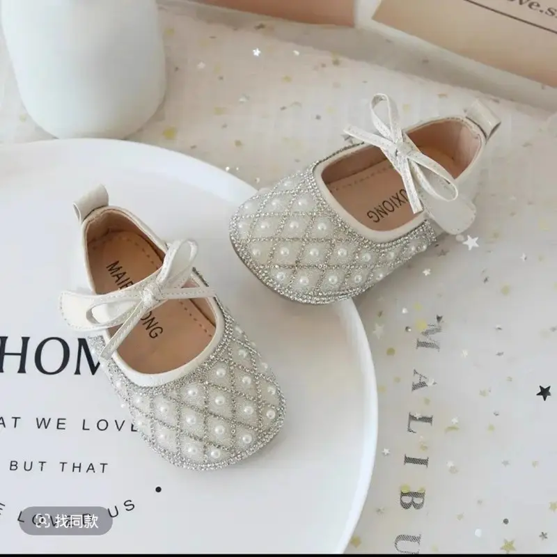 Baby Girl Sparkly Pearl Flat Shoes — feature 9