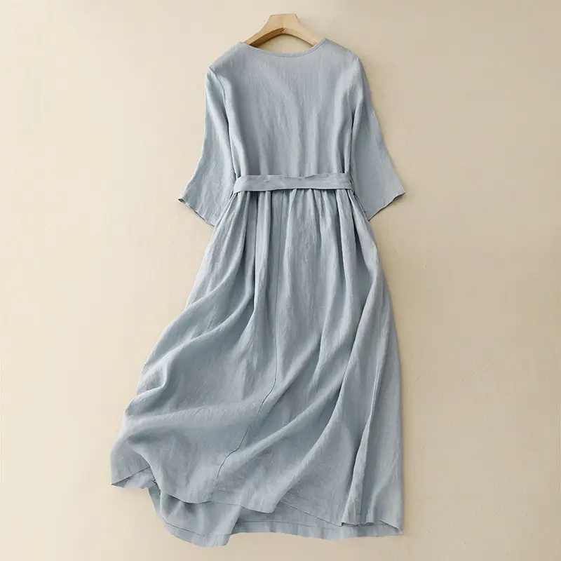 Black Belted Long Skirt Dress for Women - Image 4