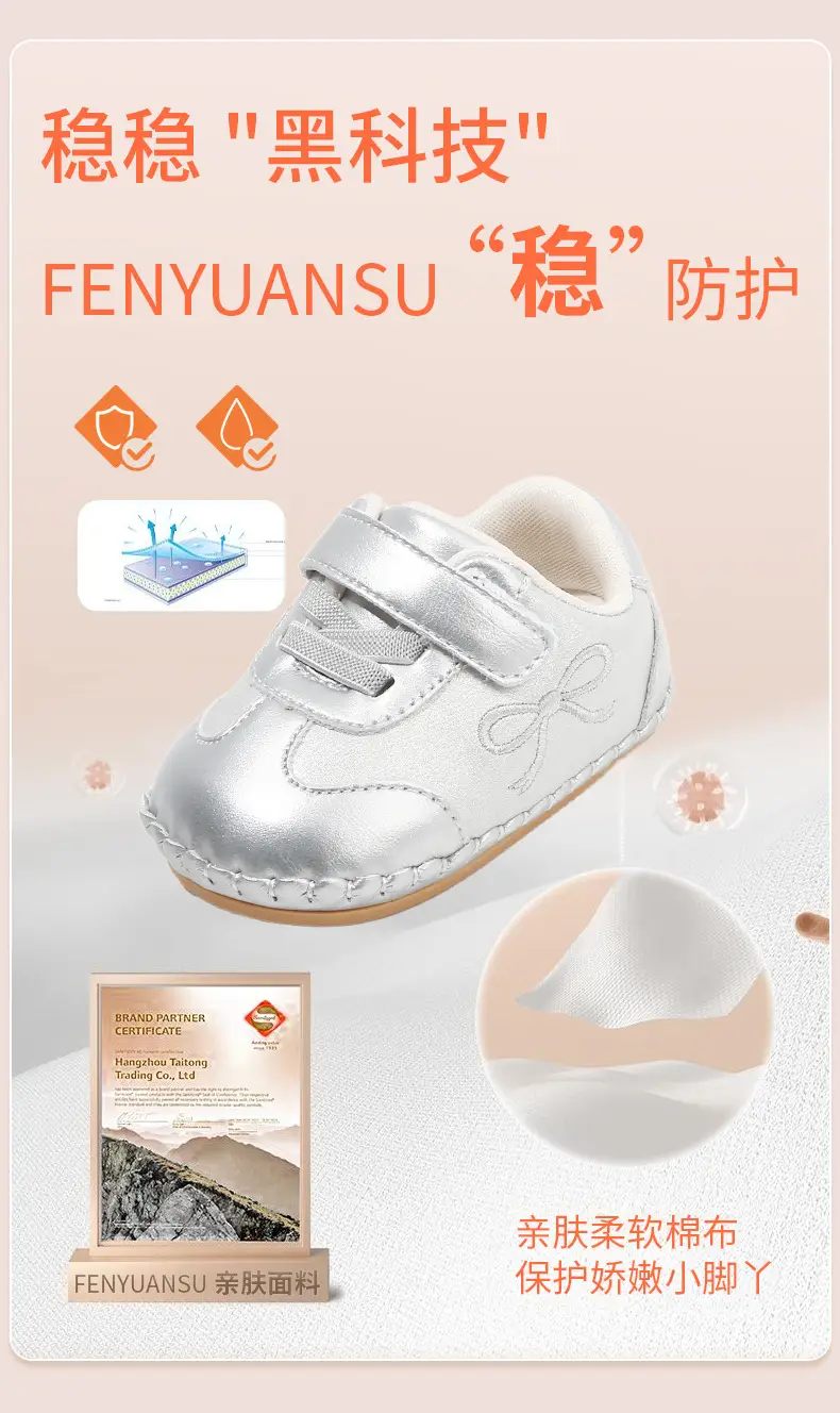 New 0-1 Year Baby Shoes Silver Velcro 6-12 Months — feature 10