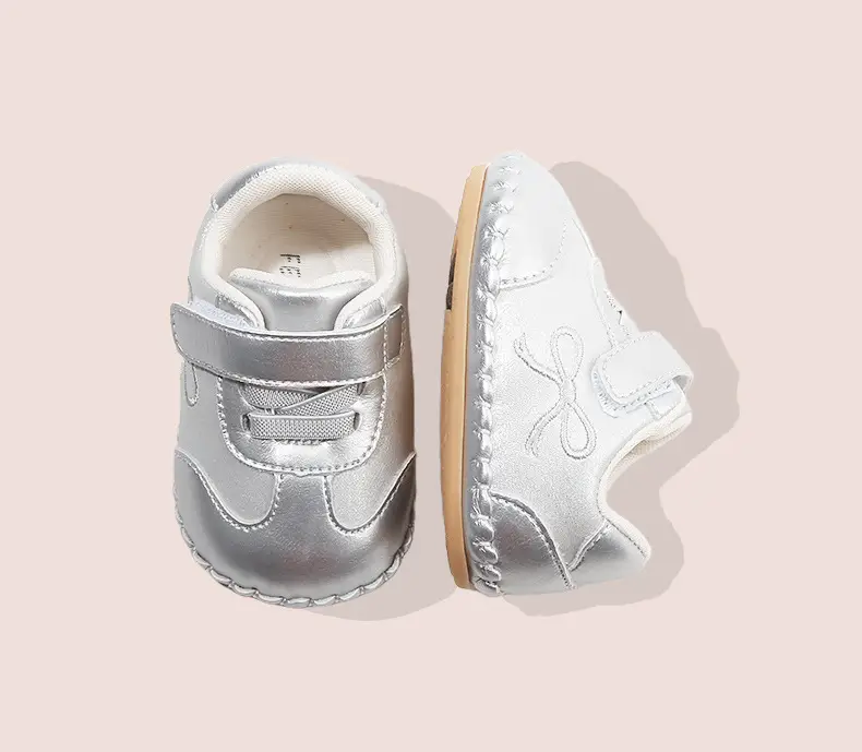 New 0-1 Year Baby Shoes Silver Velcro 6-12 Months — feature 22