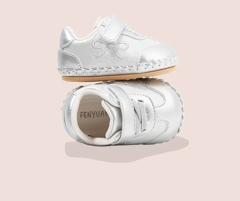 New 0-1 Year Baby Shoes Silver Velcro 6-12 Months — feature 23