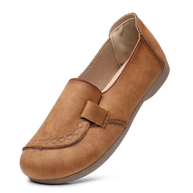 Mom's Shoes Flats for Women 2025 Spring and Autum New Soft-Soled Comfortable Slip-On Beanie Shoes Old Beijing Cloth Shoes for Women