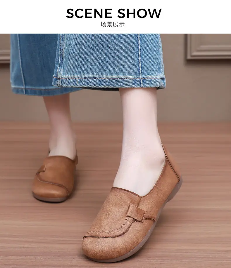 Mom's Shoes Flats for Women 2025 Spring and Autum New Soft-Soled Comfortable Slip-On Beanie Shoes Old Beijing Cloth Shoes for Women — feature 12