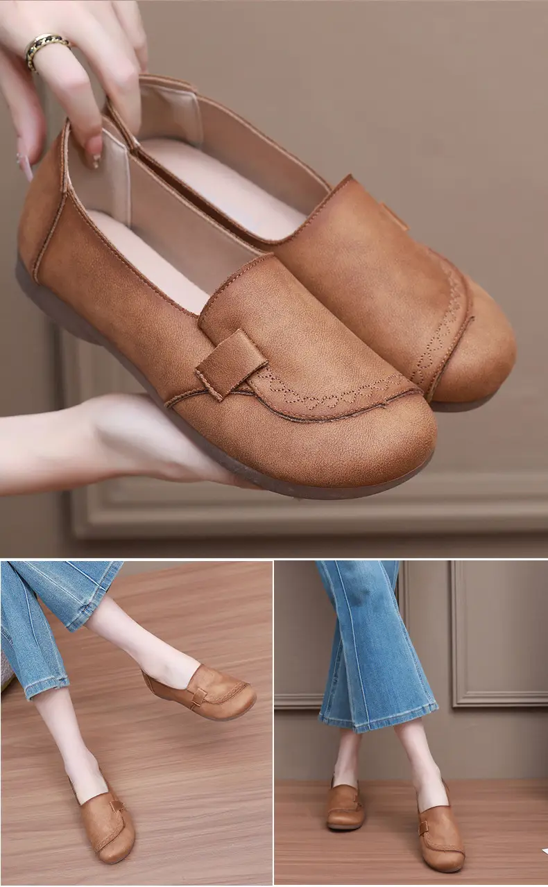 Mom's Shoes Flats for Women 2025 Spring and Autum New Soft-Soled Comfortable Slip-On Beanie Shoes Old Beijing Cloth Shoes for Women — feature 13
