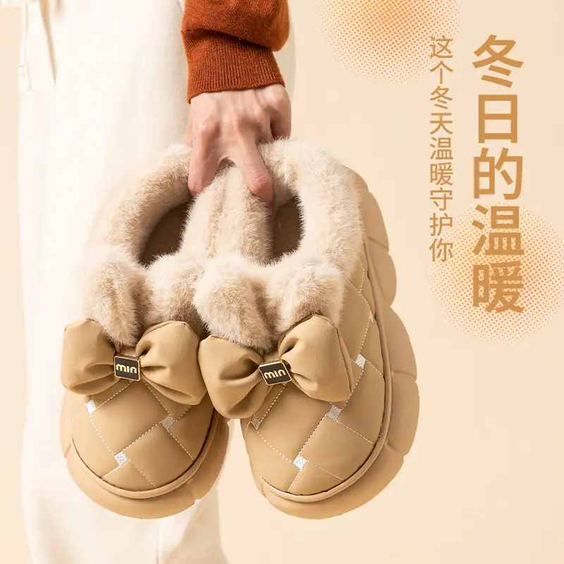 New Bow-Knot Rabbit Ears, Poop-Feeling Bag-Heeled Cotton Shoes, Warm and Non-Slip, Cute Fugitive Princess Bag-Heeled Cotton Shoes - Image 6