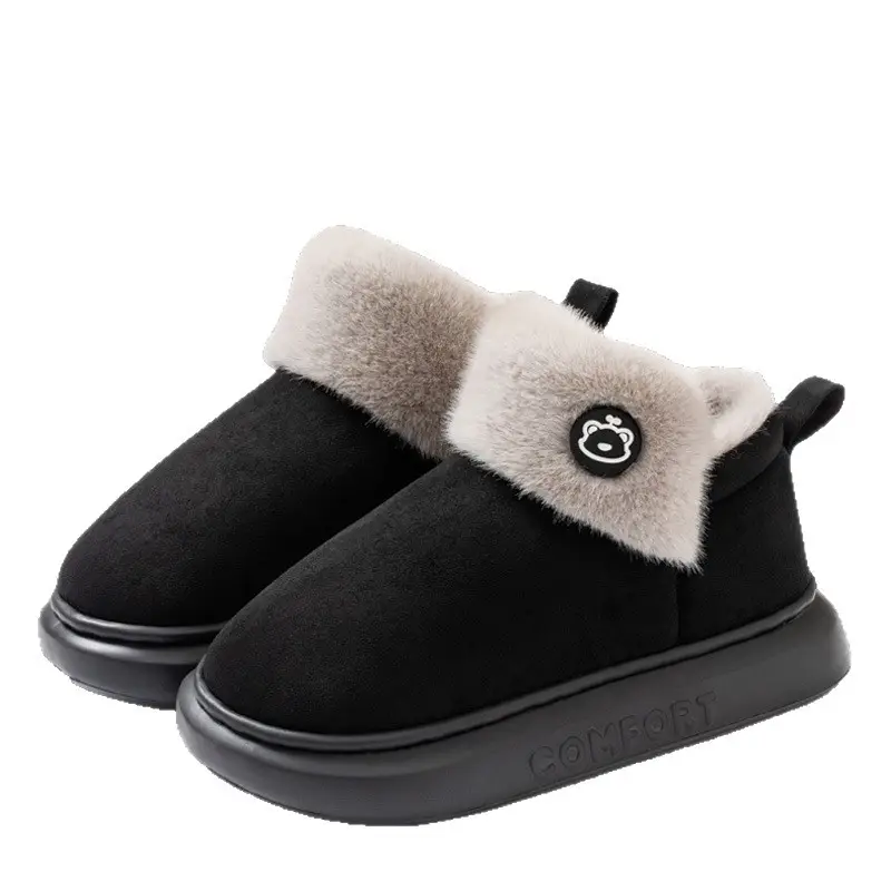 Warm Cotton Shoes for Women 2025 New Winter Fleece-Lined and Thickeneded Indoor and Outdoor Wear Non-Slip Bag Heel Cotton Slippers for Women - Image 9