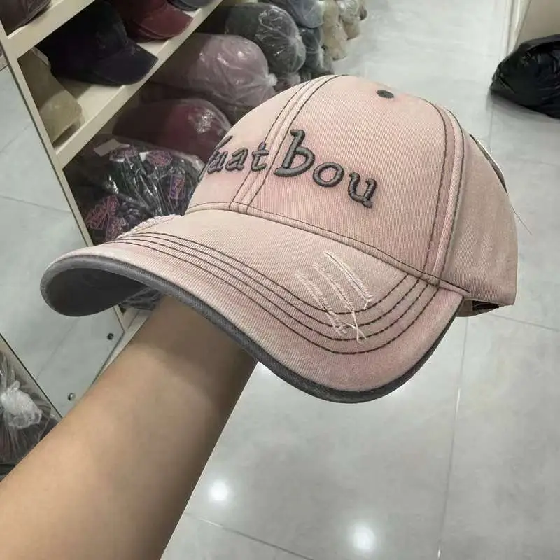 Vintage Distressed Women's Cap Fat Bou Black — feature 10