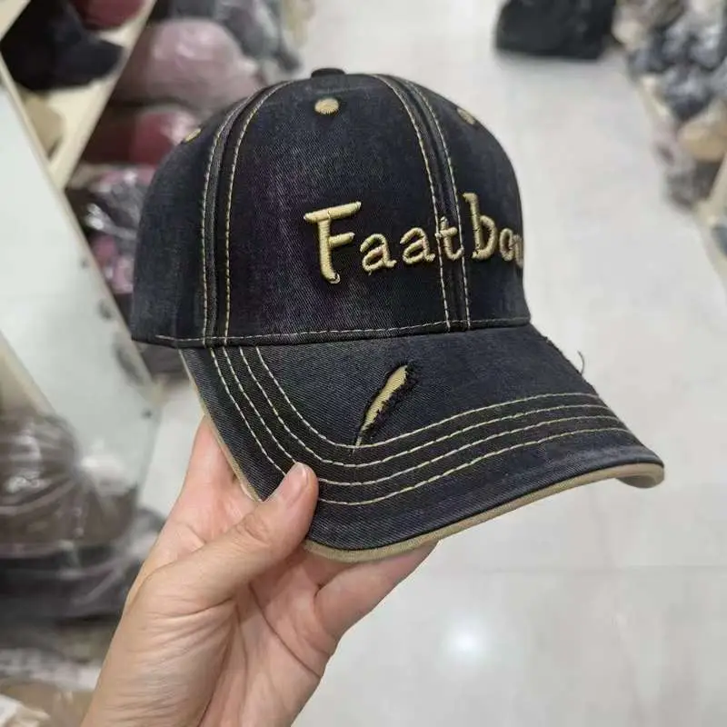 Vintage Distressed Women's Cap Fat Bou Black — feature 11