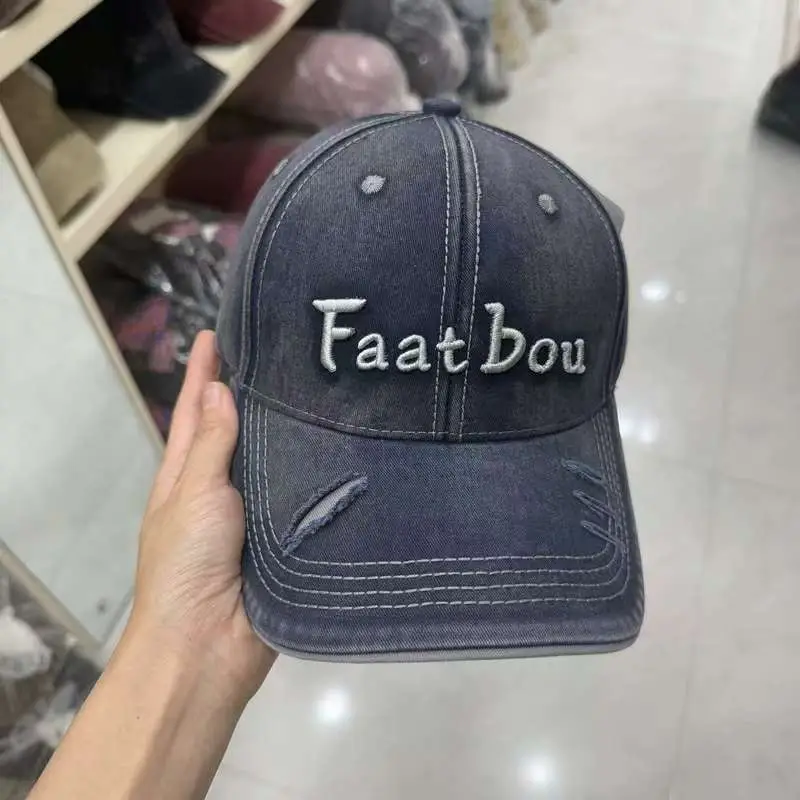 Vintage Distressed Women's Cap Fat Bou Black — feature 2