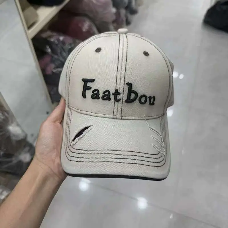 Vintage Distressed Women's Cap Fat Bou Black — feature 5