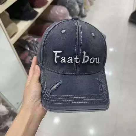 Vintage Distressed Women's Cap Fat Bou Black - Image 2