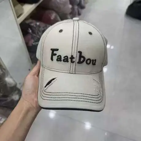 Vintage Distressed Women's Cap Fat Bou Black - Image 4