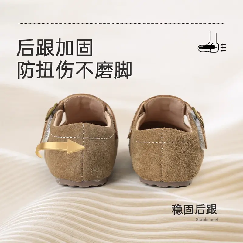 Girls Birkenstock Shoes Brown Soft-Soled Walking