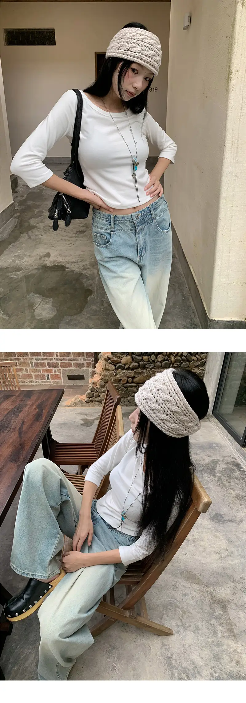 [9Hour] American Sweet and Spicy Style Right Shoulder T-Shirt for Women 2025 Autum Versatile Mid-Sleeve Micro-Elastic Top for Women C250635 — feature 15