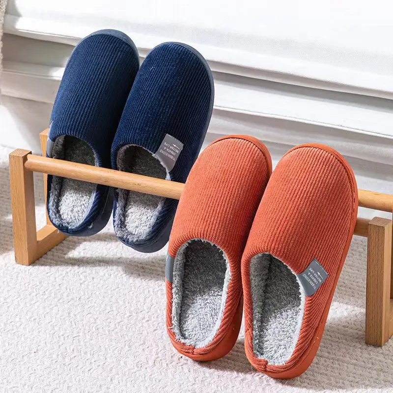 Autumn and Winter Cotton Slippers for Women and Couples, Indoor Home Thick-Soled Non-Slip Cotton Slippers, Plush Slippers for Men, Cold-Proof