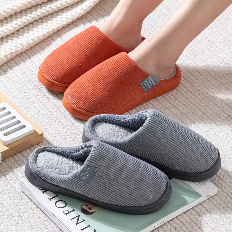 Autumn and Winter Cotton Slippers for Women and Couples, Indoor Home Thick-Soled Non-Slip Cotton Slippers, Plush Slippers for Men, Cold-Proof