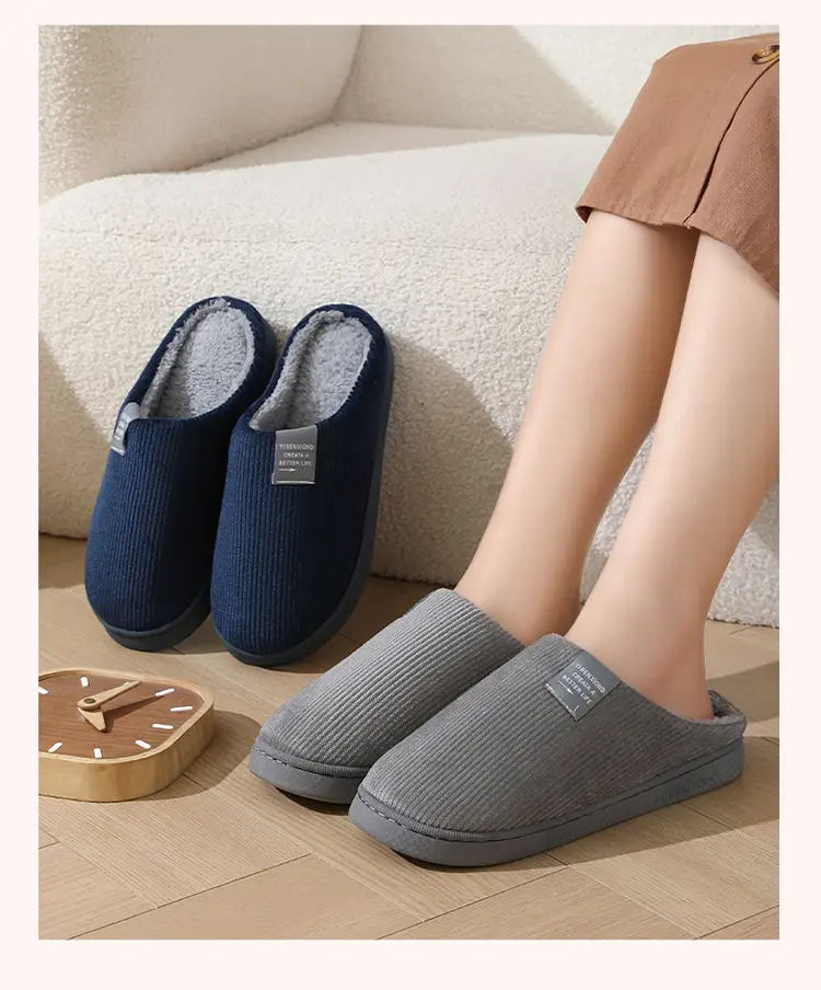 Autumn and Winter Cotton Slippers for Women and Couples, Indoor Home Thick-Soled Non-Slip Cotton Slippers, Plush Slippers for Men, Cold-Proof — feature 15