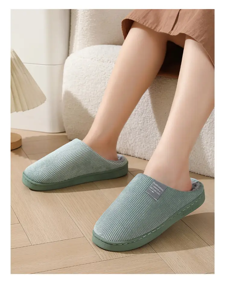 Autumn and Winter Cotton Slippers for Women and Couples, Indoor Home Thick-Soled Non-Slip Cotton Slippers, Plush Slippers for Men, Cold-Proof — feature 18