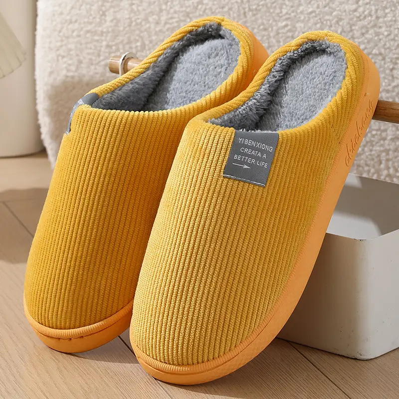 Autumn and Winter Cotton Slippers for Women and Couples, Indoor Home Thick-Soled Non-Slip Cotton Slippers, Plush Slippers for Men, Cold-Proof