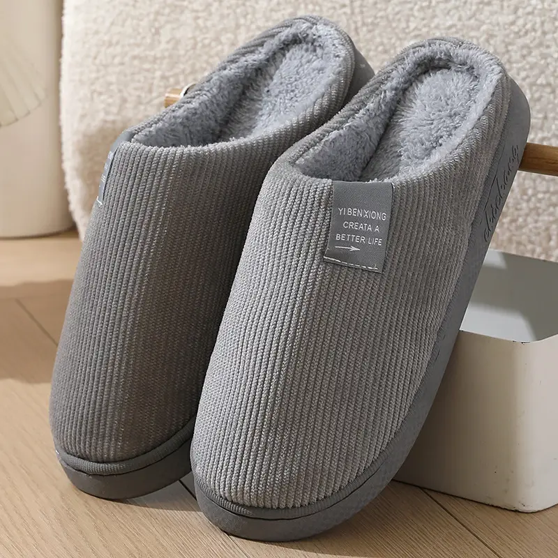 Autumn and Winter Cotton Slippers for Women and Couples, Indoor Home Thick-Soled Non-Slip Cotton Slippers, Plush Slippers for Men, Cold-Proof