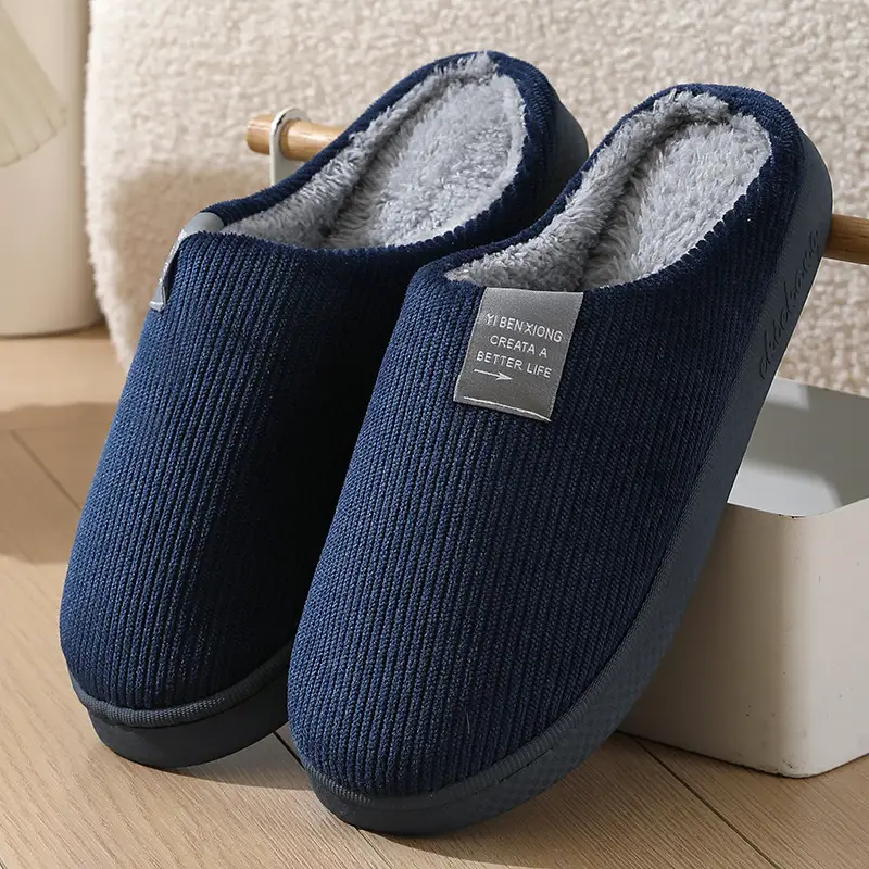Autumn and Winter Cotton Slippers for Women and Couples, Indoor Home Thick-Soled Non-Slip Cotton Slippers, Plush Slippers for Men, Cold-Proof