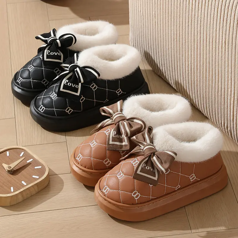 Waterproof Cotton Slippers for Women, Winter 2025, Suitable for Outdoor Wear, Indoor Home Use, Non-Slip, Thick-Soled, Couple Cotton Slippers, Women's Winter Comfortable Style - Image 5