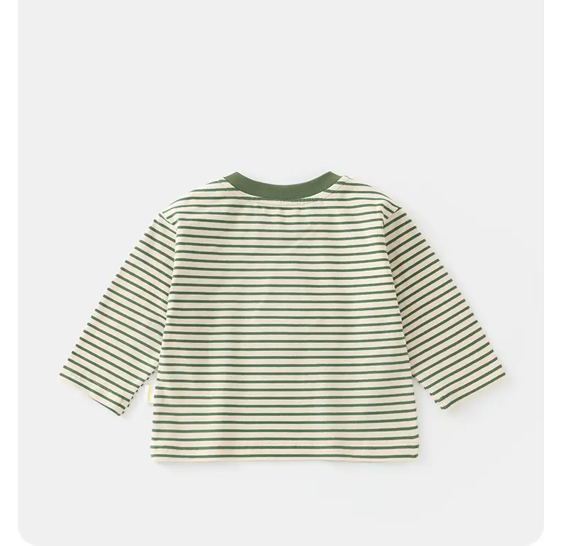 Duuduu Kids T-Shirt Striped Green White Long Sleeve — feature 11