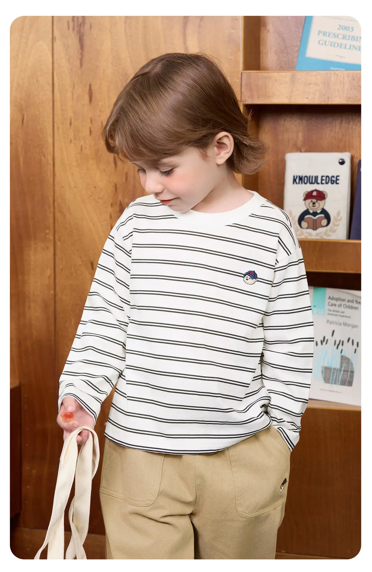 Boys Pure Cotton Striped Long Sleeve T-Shirt Spring Outfit — feature 16
