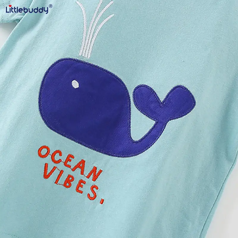 Little Buddy Boys' Blue Whale Print Suit Summer - Image 5