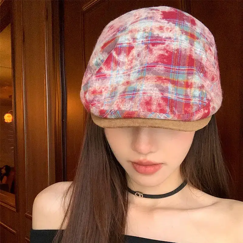 Vintage Denim Duckbill Cap for Women Embroidered Beret - Image 11