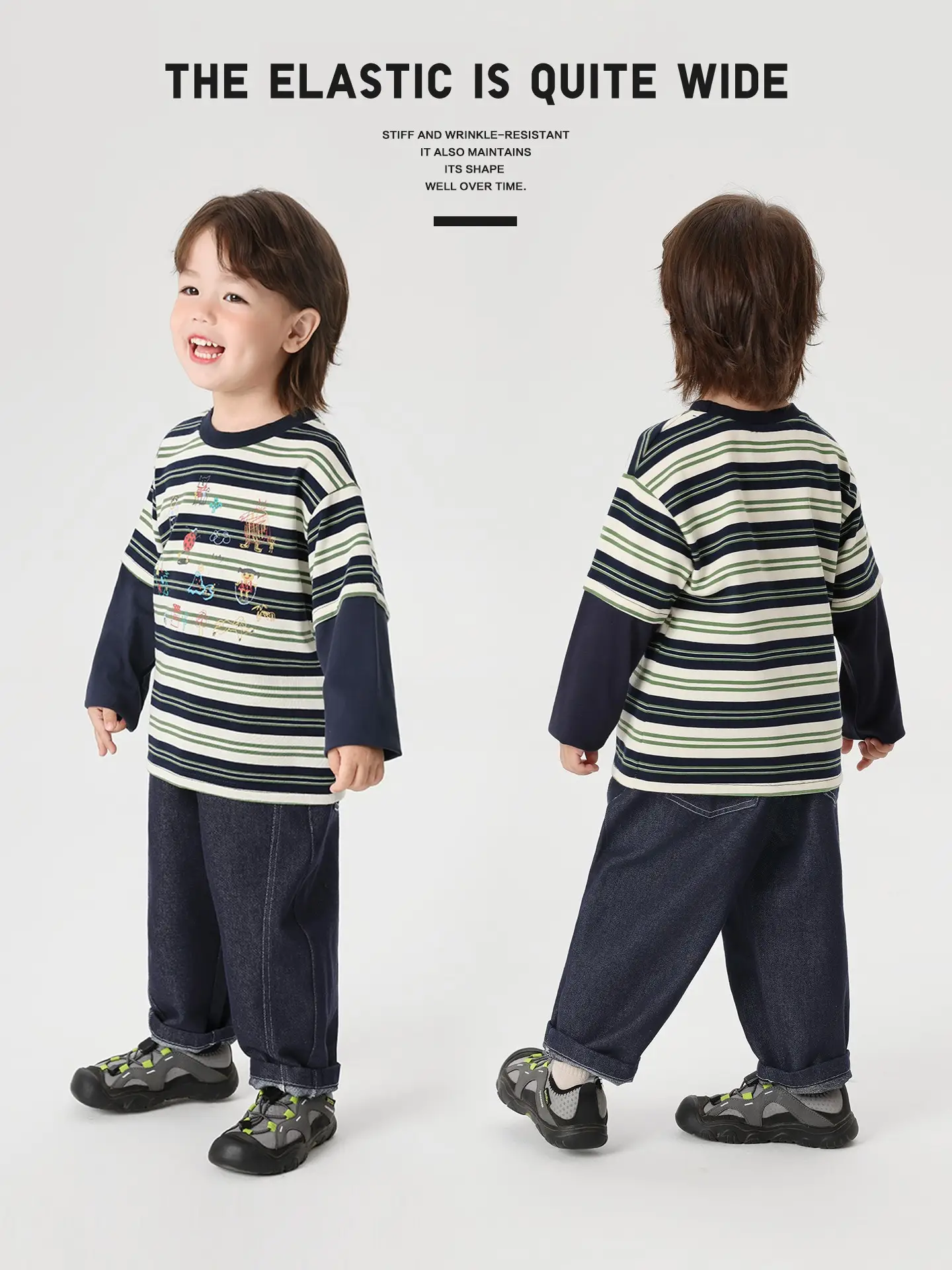 Right European Boys Striped Long Sleeve T-Shirt Autumn Baby 2025 - Image 5