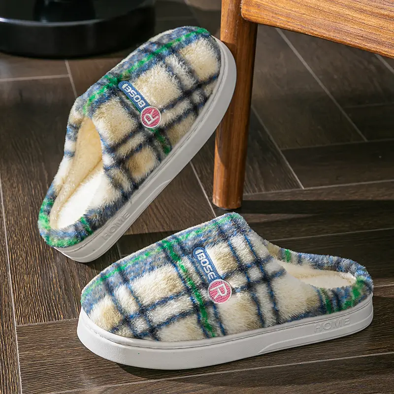 Women Plaid Fleece Lined Winter Slippers 2025 - Image 6