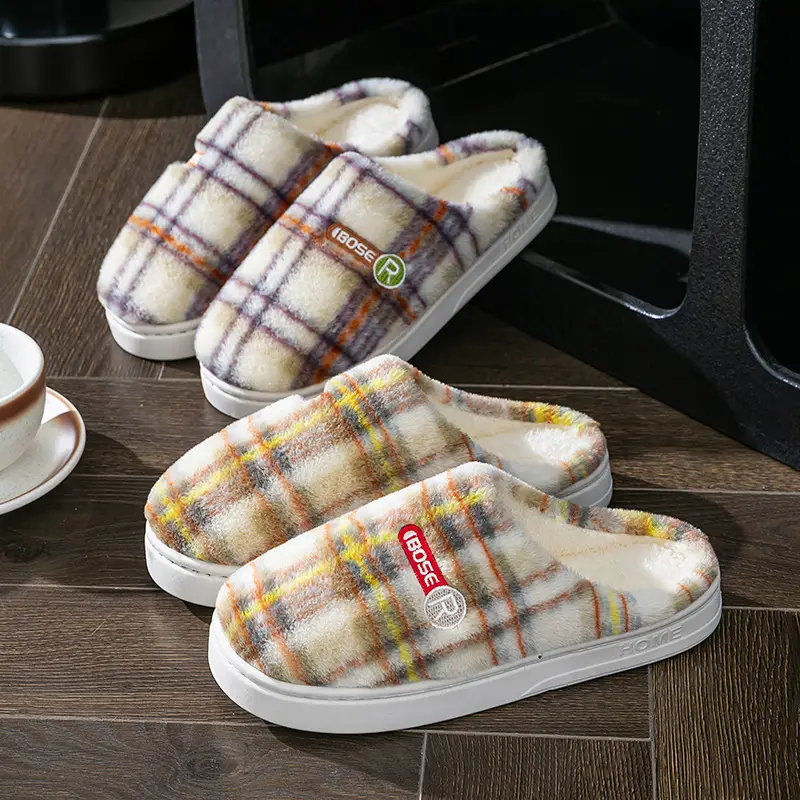 Women Plaid Fleece Lined Winter Slippers 2025 - Image 9