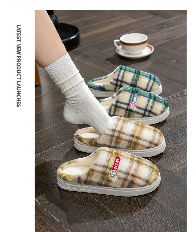 Women Plaid Fleece Lined Winter Slippers 2025 — feature 12