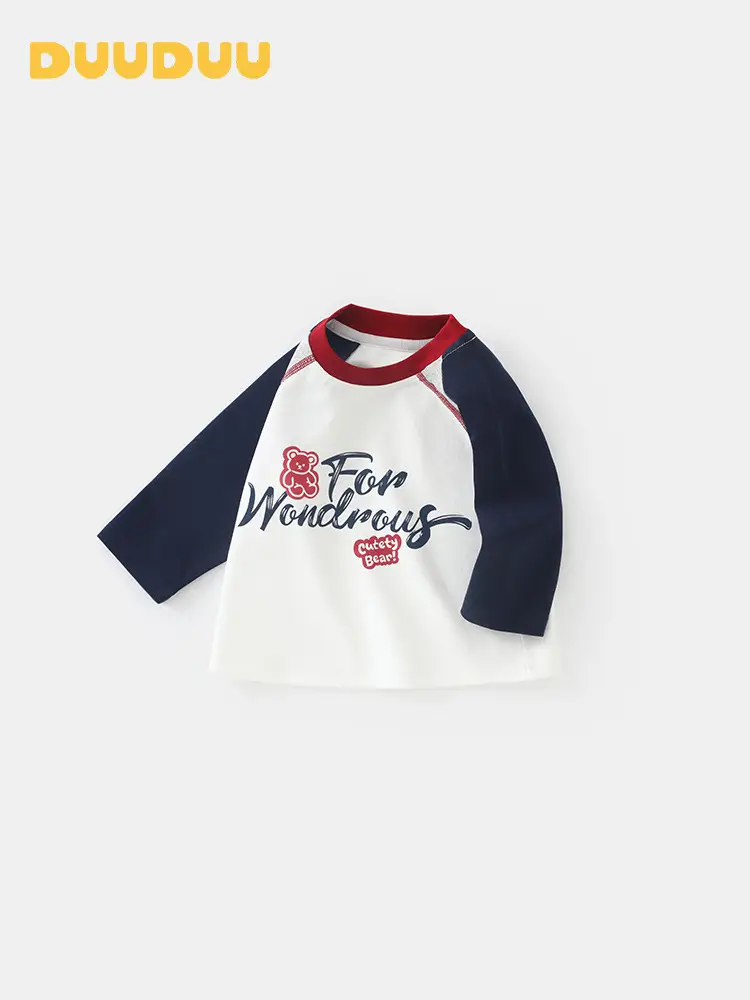 Duuduu Baby Long Sleeve T-Shirt White Blue Red - Image 4