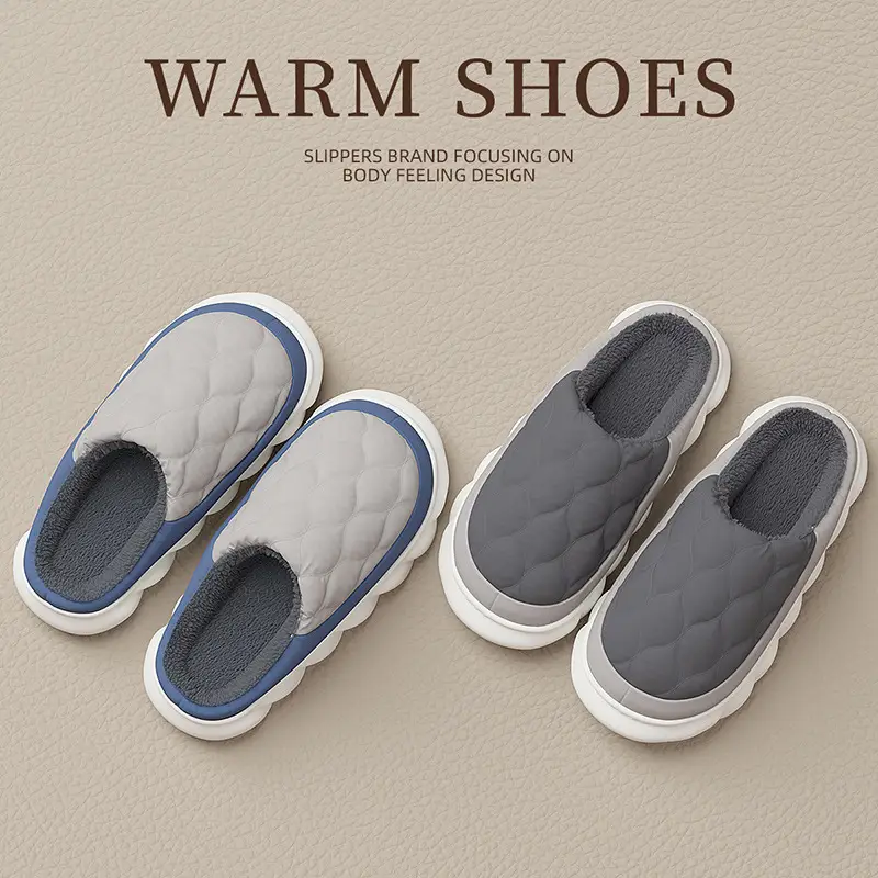 Large Size Plush Cotton Slippers Winter Men's Thick-Soled Fleece-Lined Warm Men's Home Waterproof Cotton Slippers Women's Winter Wholesale - Image 4