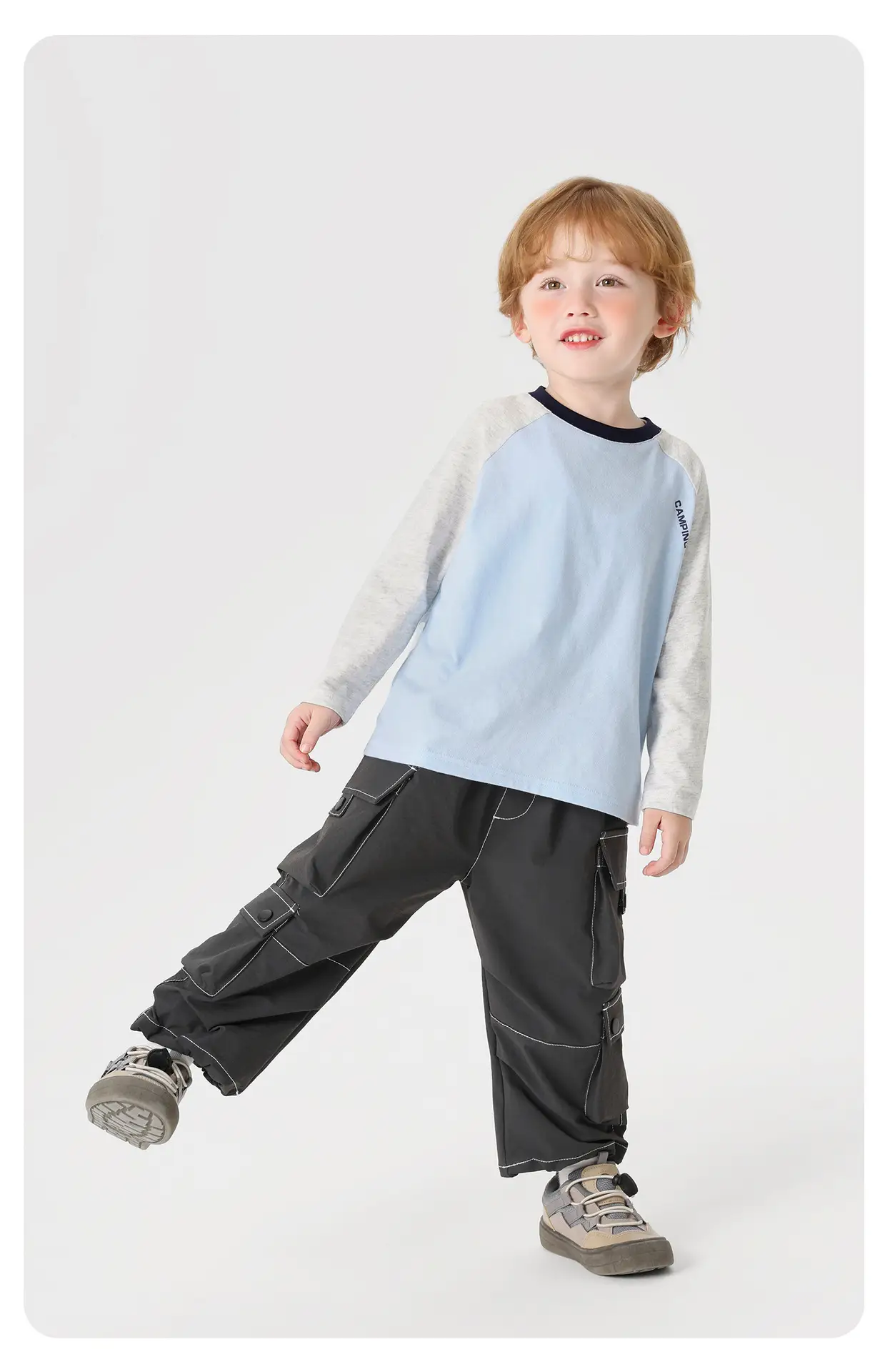 Right European Boys Pure Cotton Long Sleeve T-Shirt Light Blue — feature 15