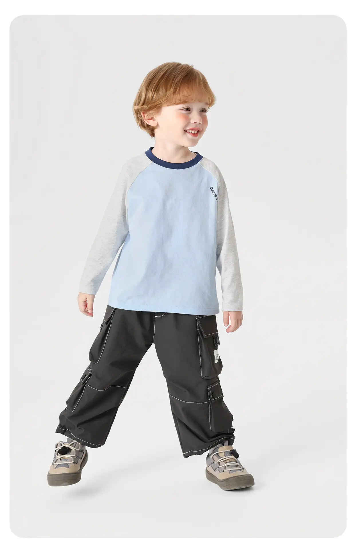 Right European Boys Pure Cotton Long Sleeve T-Shirt Light Blue — feature 16
